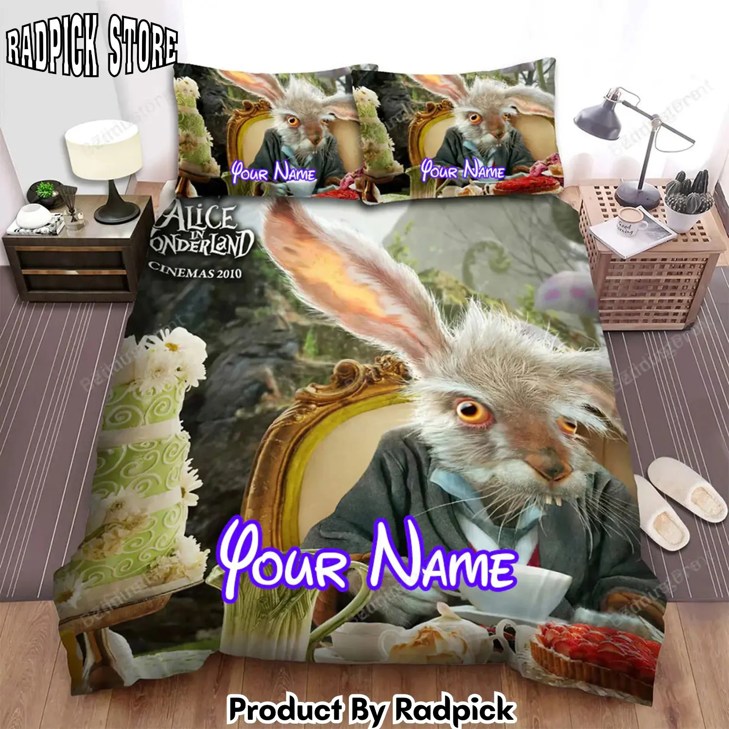 Radpick alice in wonderland i wallpaper movie poster bed sheets duvet cover personalized name bedding sets rp3278837